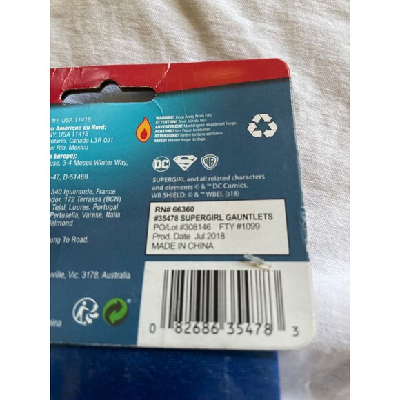 DC Supergirl Adult Gauntlets Blue Metallic Costume Accessories With Superman Log - Picture 5 of 8